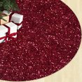thumbnail image 1 of Falda para árbol de Navidad FUHSY con lentejuelas y terciopelo burdeos, 90 cm, 1 of 7