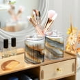 thumbnail image 6 of WOBOGO Black Gold Marble Pattern Transparent Plastic Jar 2pcs Cotton Swabs Balls Pads Floss Stick Dispenser Bathroom Vanity Storage Organizer, 6 of 7