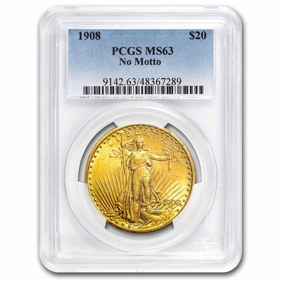 1908 $20 St Gaudens Gold Double Eagle No Motto MS-63 PCGS