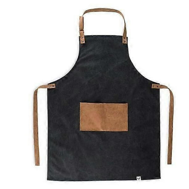Waterproof Bib Apron with Pocket Cooking Kitchen Apron for Women Men Gardening Chef Grilling Dishwashing and Cleaning (Black)
