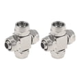 thumbnail image 1 of Conectores de aire de empuje únicos Bargains 1/2" Conector rápido de línea de aire de cruce igual recubrimiento de cobre y níquel 2 piezas tono plateado, 1 of 7