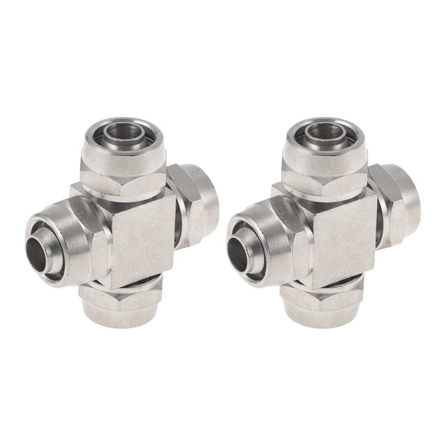 Conectores de aire de empuje únicos Bargains 1/2" Conector rápido de línea de aire de cruce igual recubrimiento de cobre y níquel 2 piezas tono plateado
