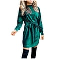 thumbnail image 1 of Qiopertar Robe Décontractée Mode pour Femmes Col Rond Manches Longues Robe Longue Taille en Solde à Moins de 5$ en Solde Offres d'Accès Anticipé, 1 of 6