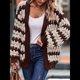 thumbnail image 5 of Suéter de Invierno de Punto Holgado con Rayas y Mangas Farol para Mujer, Moda de Otoño Marrón Albaricoque L, 5 of 8