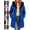 Blue, variant on Women's Mid Length Puffer Jacket Long Sleeve Full Zip Coat with Pockets Warm Winter Outerwear for Cold Weather