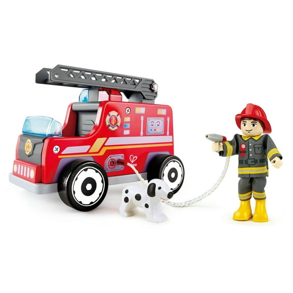 Hape Fire Truck Playset with Action Figure & Rescue Dog, Toddler & Children