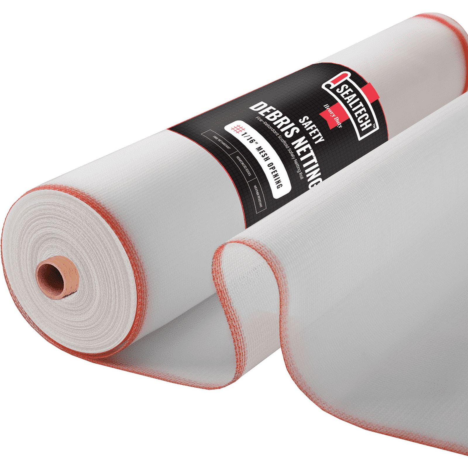 SEALTECH Heavy Duty Safety Debris Netting Rolls - Fire Retardant 1/4” Mesh roll for Scaffold Enclosure Visibility Barrier for Construction & Agricultural Use. (White-6 ft X 50 ft)