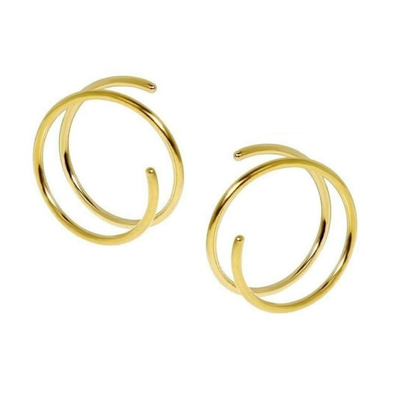 Double Hoop Earrings for Single Piercing Spiral Twist 10mm 22 Gauge Sterling Silver or Gold Filled