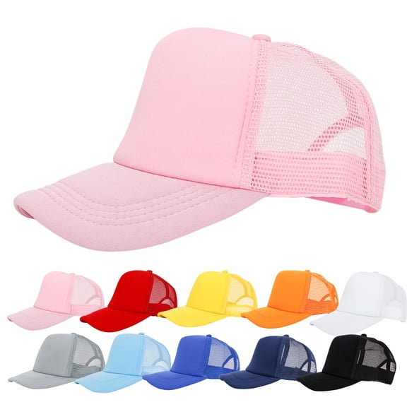 FCLoft Hats For Men And Women, Outdoor Solid Color Embroidery Trucker Net Hat, Adjustable High Ponytail Messy Bun Baseball Cap