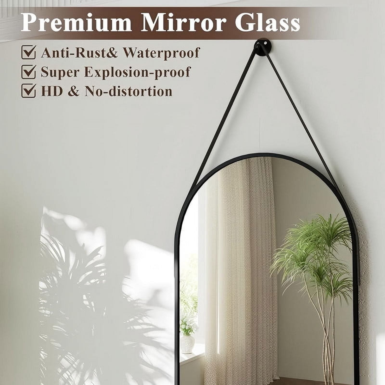 Lumora 48"x16.1" Full Length Mirror Arch Floor Mirror Wall Mirror, Black
