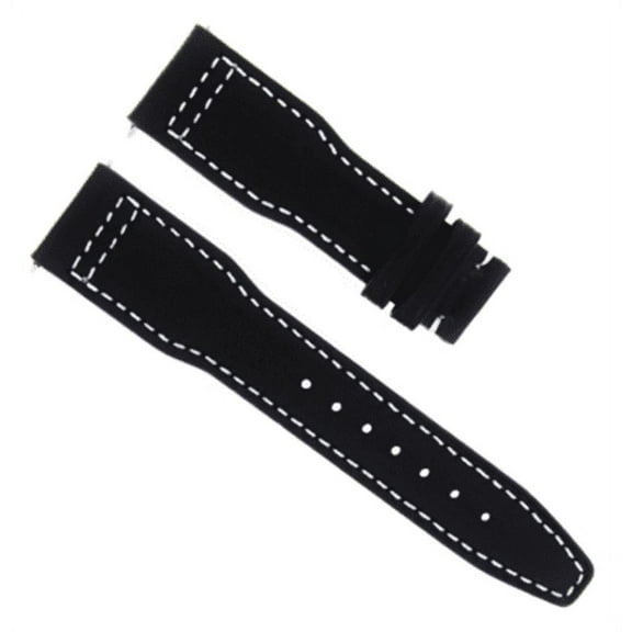 21MM CALF LEATHER STRAP WATCH BAND FOR IWC  PORTUGUESE PILOT TOP GUN BLACK  WS