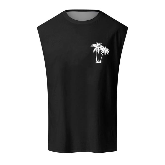 Men's Summer Coconut Pattern Shoulder Vest - Breathable Comfortable, Polyester Spandex, Work Vacation Daily