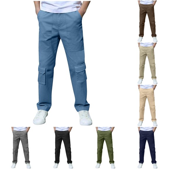 Zylarhe Boys' Pants Casual Straight Leg Elastic Waist Comfortable Fashionable Long Trousers for Daily Dark Blue 3-4 Years
