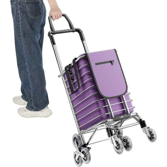 Folding Shopping Cart,35L/9.24 Gallons 40Kg/88.18Lbs Portable Stair Climbing Shopping Cart Lightweight Small Utility Cart with Wheels Waterproof Liner for Supermarkets Farmers