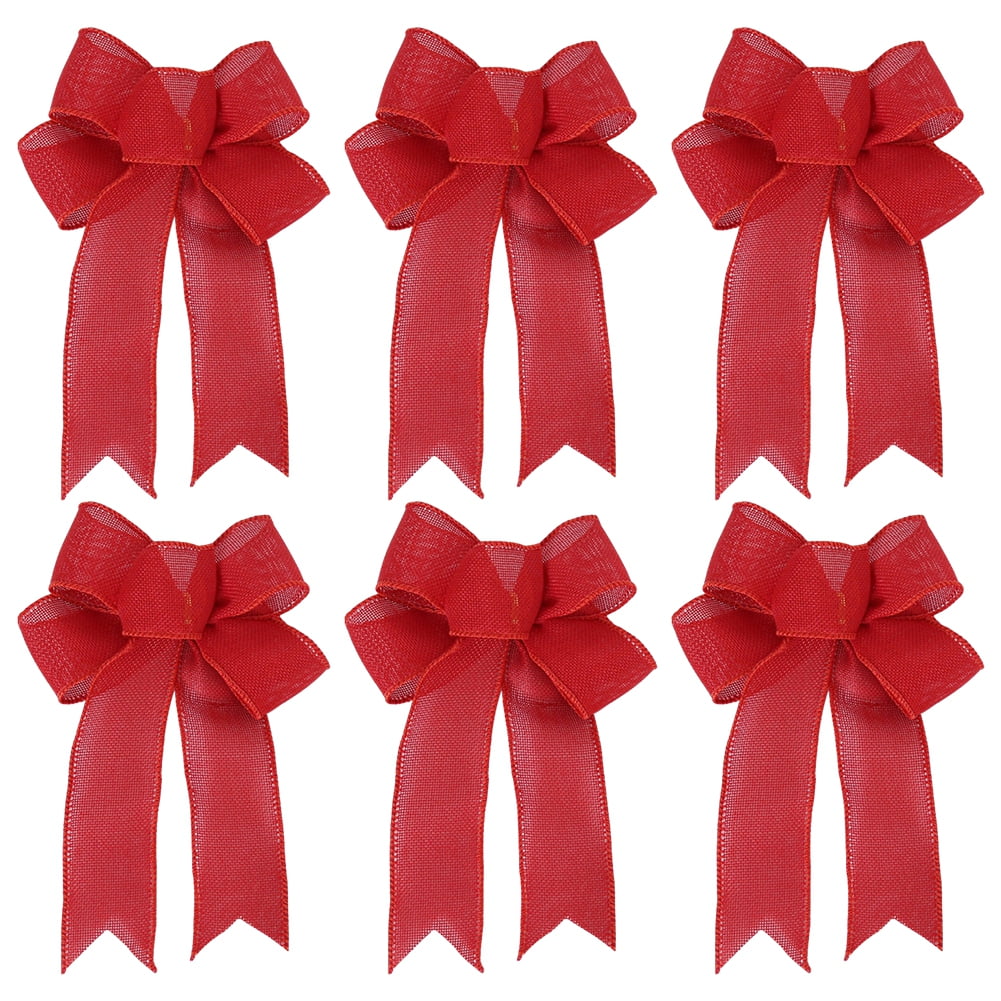 12 Pack Christmas Bows Big Christmas Bows Christmas Wreath Ribbon Bows Tree Bows Decor Burlap Bows Decor Christmas New Year Ornaments, 9.5x6.5 in