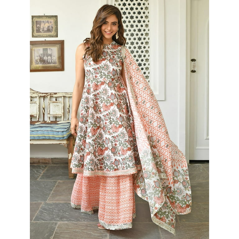 White cotton sharara cheap