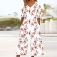 thumbnail image 2 of Miqool Womens Elegant Jumpsuits Retro Print Dressy Casual Elbow-Length Sleeve V Neck Wide Leg Pants Rompers One Piece Outfits with Pockets, 2 of 5