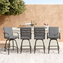 Patio Swivel Bar Stools Set of 4, Outdoor Bar Height Patio Swivel Chairs with Cushion for Garden Balcony Backyard (Gray)