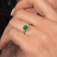 thumbnail image 4 of Gem Stone King 925 Sterling Silver and 10K Yellow Gold Simulated Green Created Emerald and White Lab Grown Diamond 3 Stone Engagement Ring for Women (0.87 Cttw, Round Gemstone May Birthstone, Size 6), 4 of 4