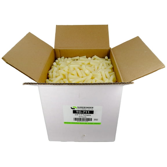 TC-711 Fast Set Packaging Hot Melt Glue Sticks for 3M™ TC Glue Guns - 5/8" x 2" | 35 lb Box
