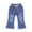 E152-Blue, variant on hengsof Strawberry Print Flare Leg Jeans for Girls, Stretch Denim Bootcut Pants, Elastic Waist Comfort Trousers for Spring and Summer, Size 2-8 Years