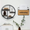 Industrial Style Wood Iron Craft Round Wall Shelf Display Rack Storage ...