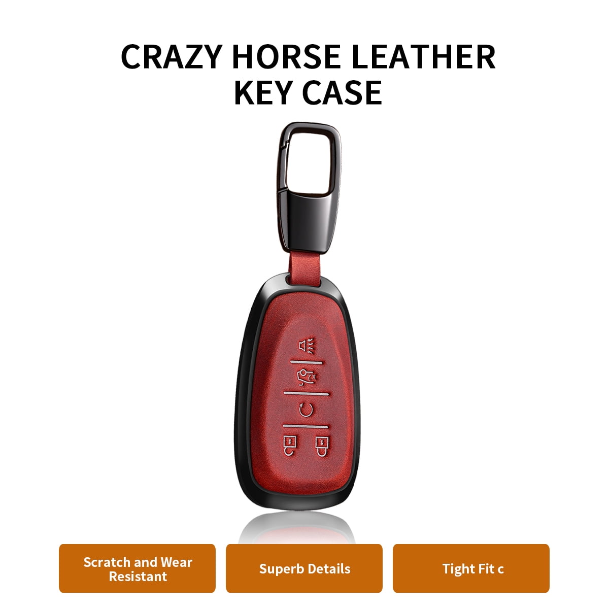 For Key Fob Cover Leather Car Compatible for 2016 2017 2018 2029 2020 2021 Equinox Malibu Camaro Cruze Blazer Sonic Volt Traverse Trax 5 Button Key Case-G Style