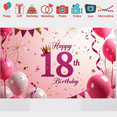 thumbnail image 4 of LUUFILx 18th Birthday Banner Celebration Party Supplies Backdrop Decoration Pink Balloons Happy Birthday Photo Props with Festive Backdrop Fun Decor, 4 of 7