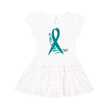 

Inktastic We Will Win Against Ovarian Cancer Ribbon Gift Toddler Girl Dress