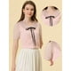 thumbnail image 2 of Blusa Informal Allegra K de Manga Corta con Escote Plisado y Lazo para Mujer Rosa Claro S, 2 of 4