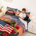 thumbnail image 3 of Manfei Usa Flag Flower Queen Sheets,Honoring The Brave Printed Queen Sheet Sets,4pcs,1 Flat Sheet, 1 Fitted Sheet and 2 Pillowcases, 3 of 6