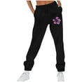 thumbnail image 2 of WXLWZYWL Womens Casual Baggy Fleece Sweatpants High Waisted Drawstring Solid Color Joggers Pants, 2 of 4