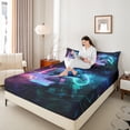 thumbnail image 4 of Homewish Gradient Gamepads Twin Sheet Sets 3pcs for Kids Teens,Futuristic Cubes Plaid Twin Fitted Sheet Microfiber,Abstract Ombre Video Game Breathable Flat Sheet,Luxury Bedroom Decor, 4 of 7