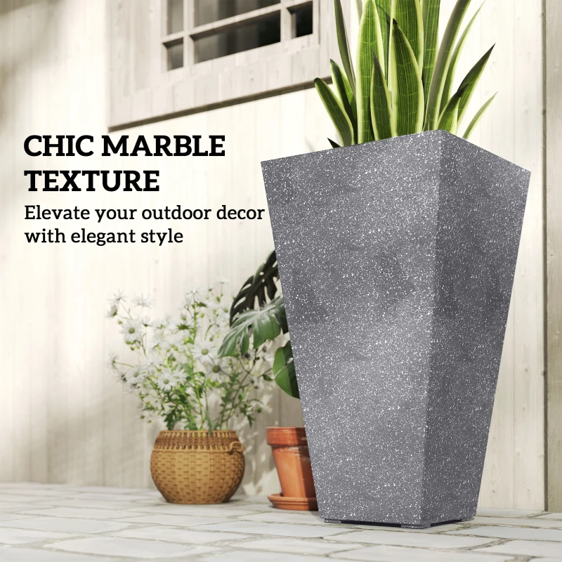 Set of 3 Tall Planters,Plastic Flower Pots