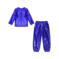 thumbnail image 7 of Zaldita Kids Boys Girls Shiny Metallic Jazz Hip Hop Dance Outfits Long Sleeve T-Shirts and Pants Performance Dancewear Royal Blue 13-14, 7 of 7