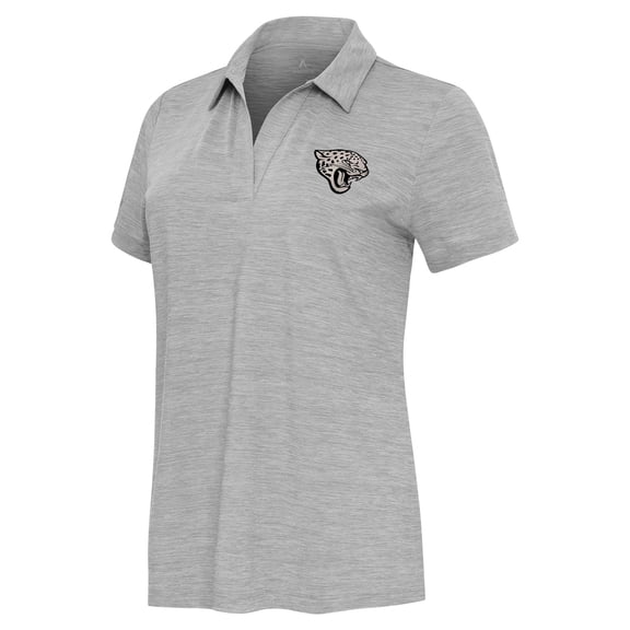 Women's Antigua Heather Gray Jacksonville Jaguars Layout V-Neck Polo