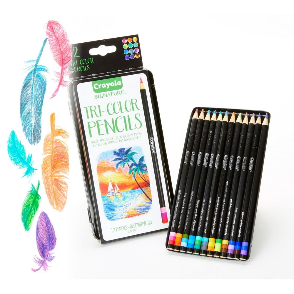 Crayola TriShade Colored Pencils With Decorative Tin,12 Count