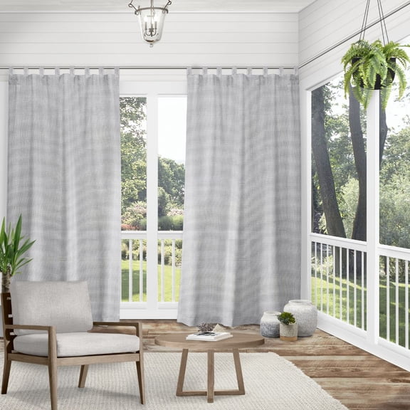 Exclusive Home Curtains Miami Semi-Sheer Indoor/Outdoor Tab Top Curtain Panel Pair, 54x84, Cloud Grey