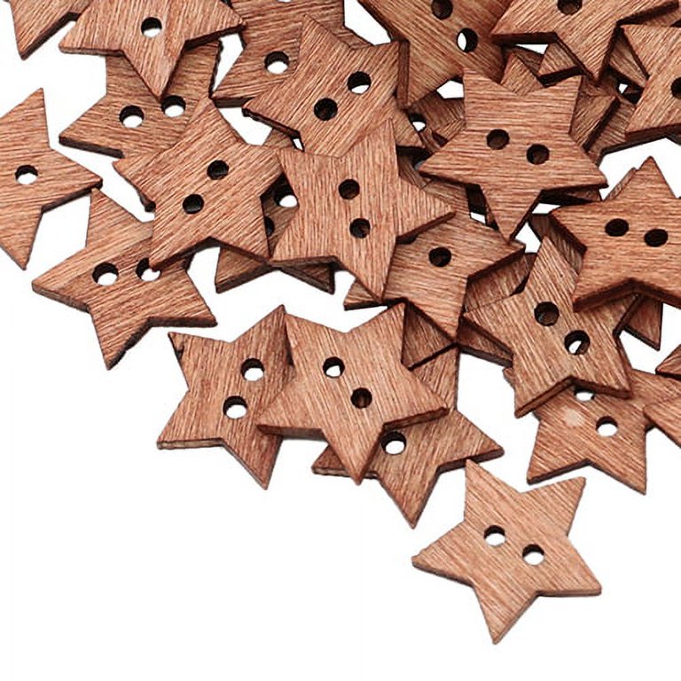 1000pcs 2 Holes Diy Star Shape Wooden Button Scrapbook Craft