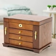 thumbnail image 4 of Wooden Jewelry Box for Women 4 Layer Wood Jewelry Boxes & Organizers with Combo Lock for Jewelries, Necklaces, Rings, Vintage Style Jewelry Storage Box with Drawers and Mirror, 4 of 18