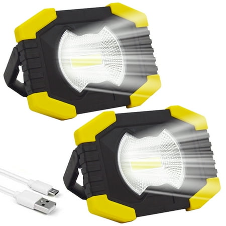 

2pcs LED Work Light Solar USB Rechargeable 20W 2400LM Work Light w/ 1200 mAh Battery Power Bank Waterproof Spot Flood Light w/ 180° Rotating Stand for Camping Emergency Car Repairing