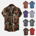 thumbnail image 5 of Hpapadks Men's Shirts Halloween Short Sleeve Floral Print Tops Lapel Button Down Multicolor Blouses Dress Shirts for Men Red XXXL, 5 of 5