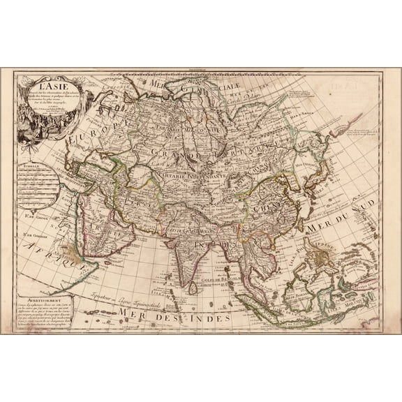24"x36" Gallery Poster, map of asia 1700 in french p2