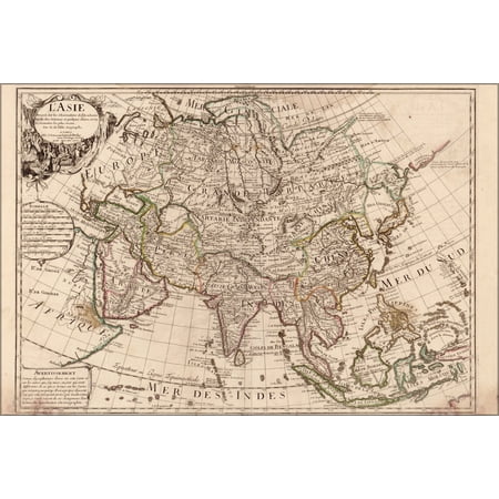24"x36" Gallery Poster, map of asia 1700 in french p2