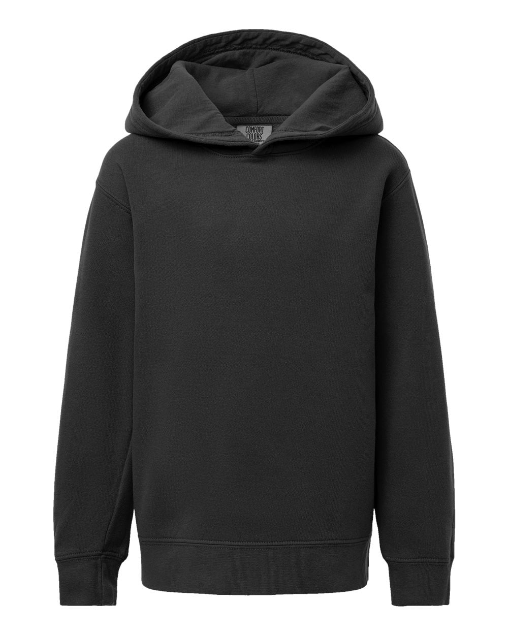 Comfort Colors 1467Y Garment-Dyed Youth Lightweight Fleece Hooded Sweatshirt-Black-S