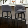 thumbnail image 2 of Home Square 3 Piece 30" Height Wood Swivel Tufted Barstool Set in Espresso, 2 of 11