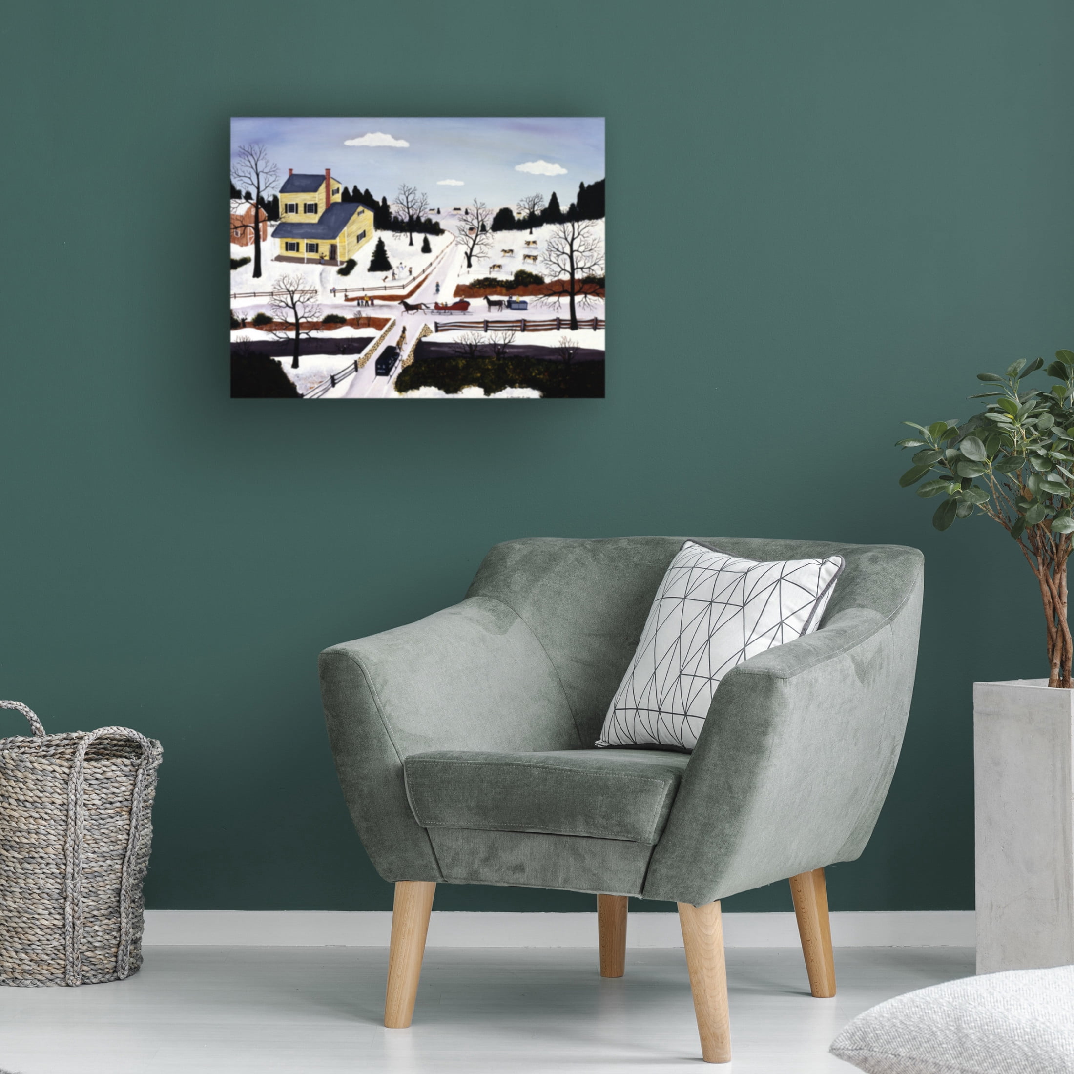 Canvas Wall Art - C Munro 'Winter at the Crossroads' Wall Art for Living Room, Bedroom, or Office Décor by Trademark Fine Art - 47 x 35 Inches