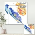 thumbnail image 4 of Designart ' Colorful Blue and Golden Bird Feather From Wing ' Bohemian & Eclectic Canvas Wall Art Print, 4 of 4