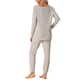 thumbnail image 3 of Conjunto de lounge para mujeres INSPIRE CHIC, sudadera con jogger, manga larga, cuello redondo, pijama de punto, traje de entrenamiento 2XL color caqui, 3 of 5