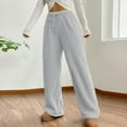 thumbnail image 3 of Warm Fleece Sleep Pants Women's Comfortable Winter Loungewear Wide Leg Elastic Waist Soft Home Casual Wear Holiday Comfo, 3 of 9